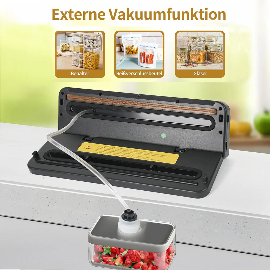 Vakuumiergerät mit 20 Vakuumbeuteln, 80KPA für Trocken- und Nasskonservierung, Automatisches Versiegelungssystem – Schnelle Kompakte Lebensmittelverpackungsmaschine, Multifunktionaler Kraft-Versiegler zur Frischhalteaufbewahrung