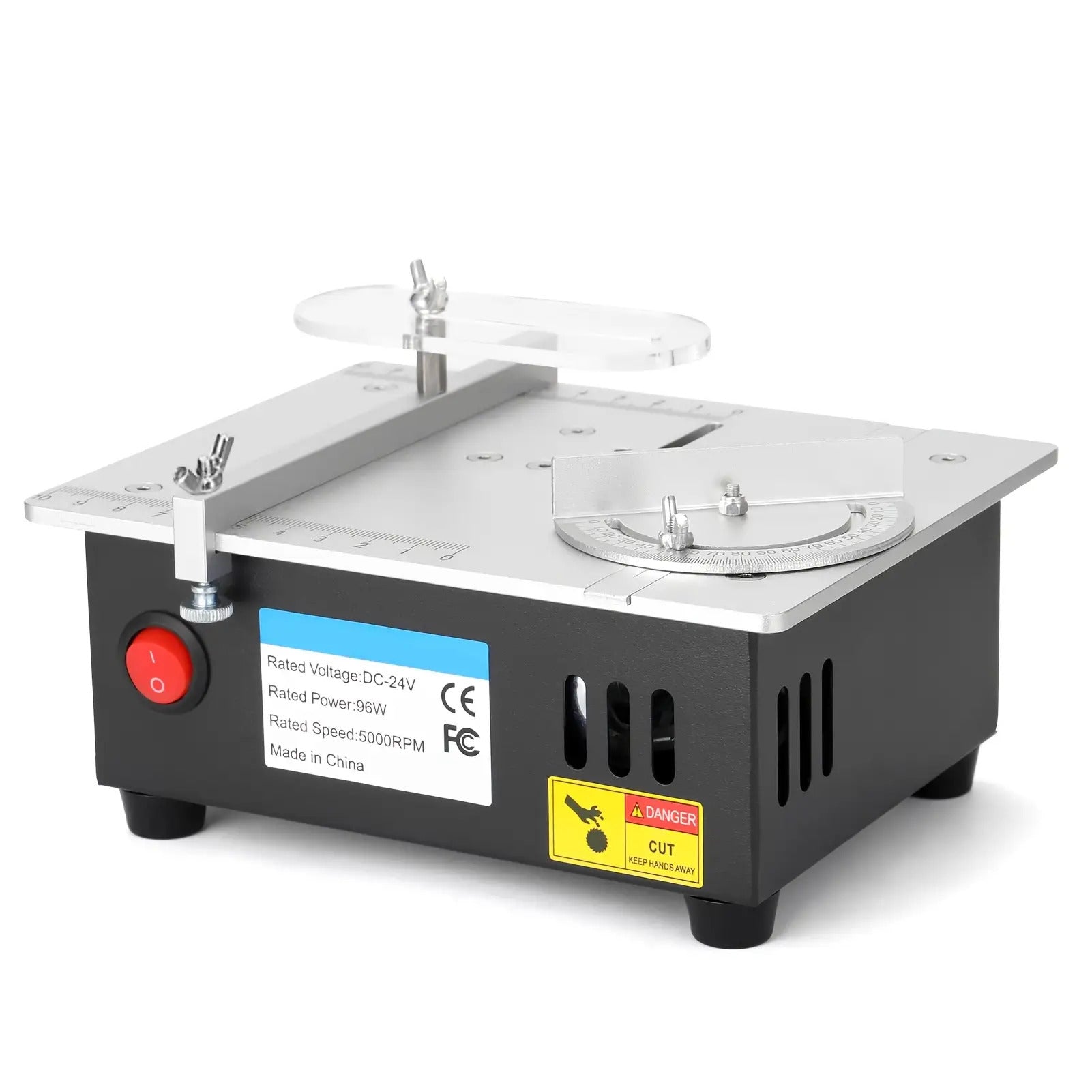 Lixada 96W Mini-Tischsäge mit 7-Gang-Steuerung & Hochgeschwindigkeitsstahlklinge - Kompakte elektrische Tischsäge, 5000 U/min, robuste Aluminium-/Stahlkonstruktion, Staubabsaughose - für Holzarbeiten, Leiterplatten, Modellbau, DIY-Projekte - Ideal für Hei