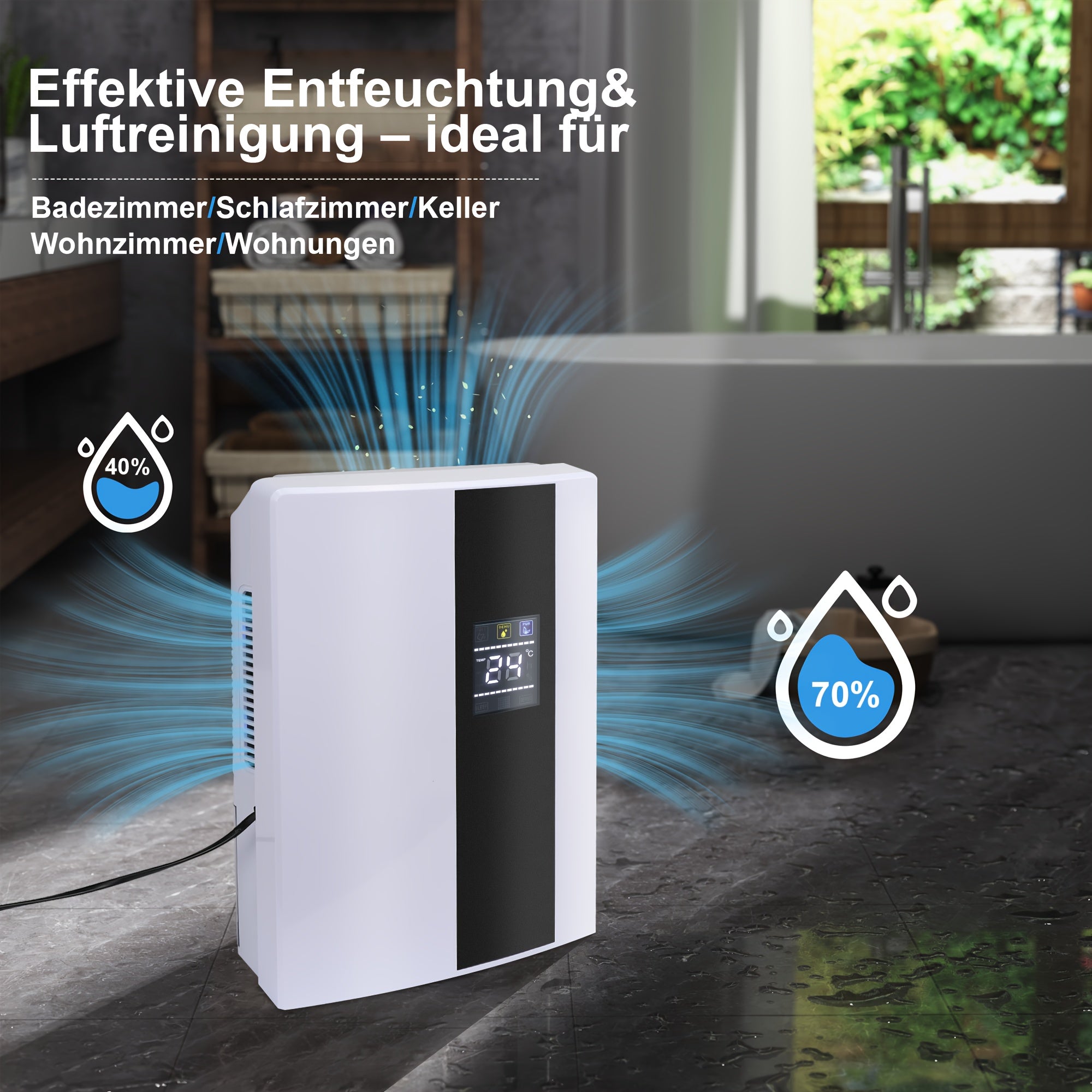 Effiziente Entfeuchtung, Ultra-Leise Technologie, Keine Störungen bei Nachtgebrauch, Energie- und Stromsparend, Kompakt und Tragbar - Die Ideale für Feuchtigkeitsfreiheit zu Hause