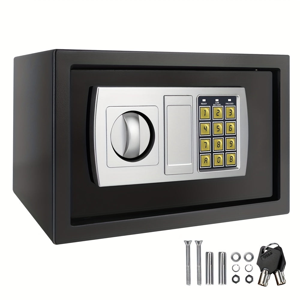 Home Safes, Safe With Digital Keypad, 8.5 L Electronic Security Safe With Key, All-steel In-wall Home Office Safe, Grey