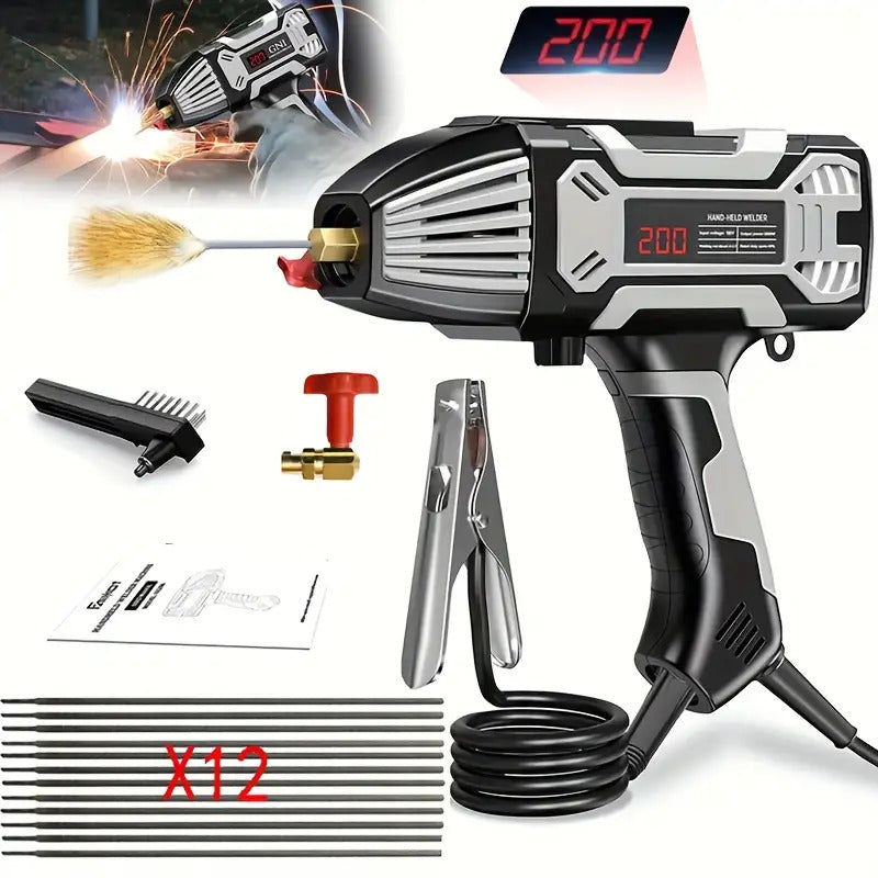 200 Ampere Tragbarer Lichtbogen-Schweißgerät | Handgehaltenes Schweißgerät | IGBT-Inverter | Digitale LCD-Anzeige | Mini-Lichtbogenschweißgerät | Tragbares Stabschweißgerät | Perfekt für DIY und Anfänger | Inklusive Zubehör