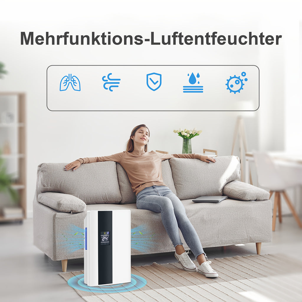 Effiziente Entfeuchtung, Ultra-Leise Technologie, Keine Störungen bei Nachtgebrauch, Energie- und Stromsparend, Kompakt und Tragbar - Die Ideale für Feuchtigkeitsfreiheit zu Hause