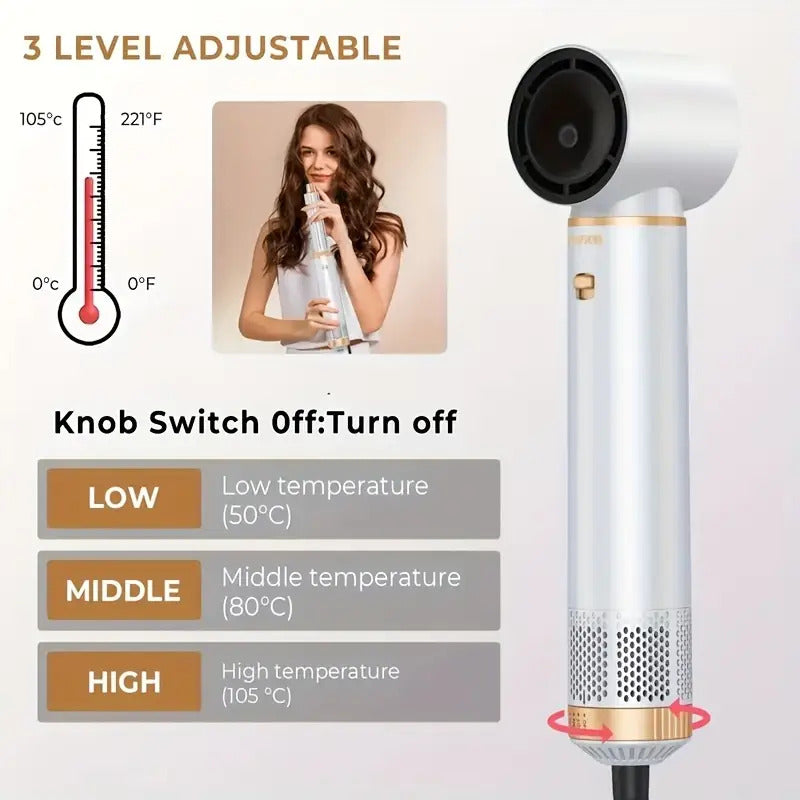 5-in-1 Heißer Haarbürste Multifunktionaler Haarstyler, Glätteisen Lockenstab Elektrischer Lockenwickler Bürste, EU Stecker, Haarstyling-Werkzeuge, Elegantes Styling-Tool, Metallisches Finish, Vielseitiges Styling-Tool, Modernes Styling-Tool, Langlebige Ko