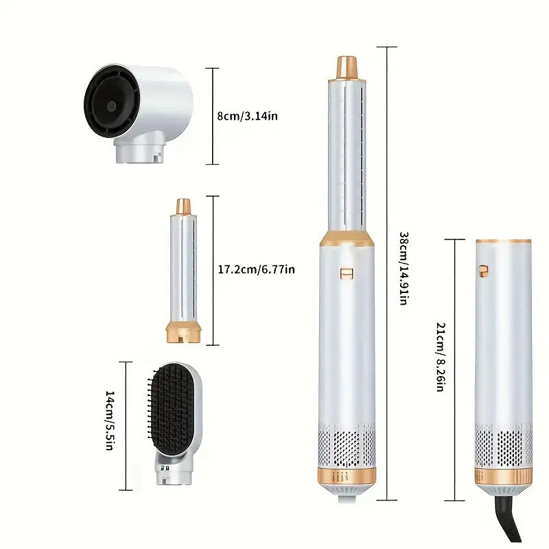 5-in-1 Heißer Haarbürste Multifunktionaler Haarstyler, Glätteisen Lockenstab Elektrischer Lockenwickler Bürste, EU Stecker, Haarstyling-Werkzeuge, Elegantes Styling-Tool, Metallisches Finish, Vielseitiges Styling-Tool, Modernes Styling-Tool, Langlebige Ko