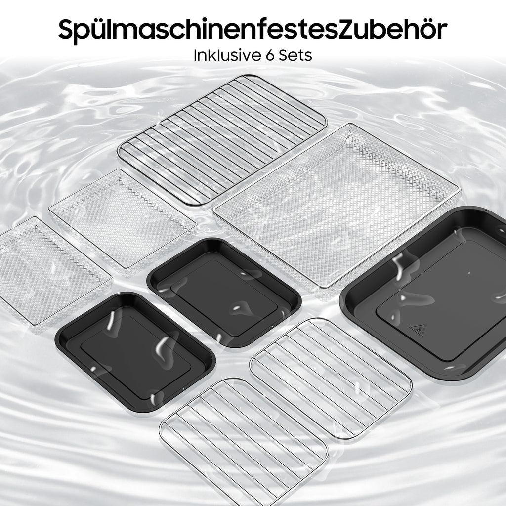 Heißluftfritteuse Doppelkammer Airfryer 12L - Heissluftfriteuse XXL Friteuse mit Sichtfenster, LED Touchscreen, 2 Fächer, 10 Programmen, Sync Finish & Dual Cook, Dörrer Funktion, 2600W