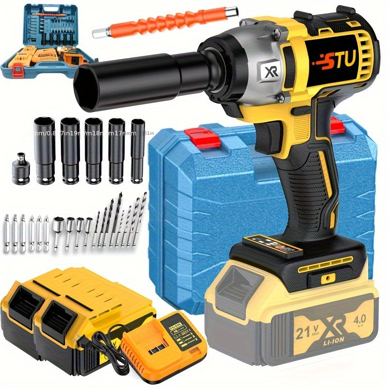 Lithium ion wrench, brushless lithium impact wrench, wireless impact wrench, lithium battery heavy-duty gas cannon, lithium-ion wrench, portable, used for car maintenance, wheel hub bolt disassembly and assembly, Men's Christmas gift car accessories.