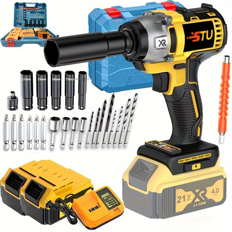 Lithium ion wrench, brushless lithium impact wrench, wireless impact wrench, lithium battery heavy-duty gas cannon, lithium-ion wrench, portable, used for car maintenance, wheel hub bolt disassembly and assembly, Men's Christmas gift car accessories.
