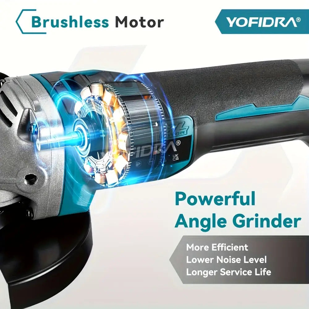 2000W Bürstenloser Winkelschleifer Polierer 125mm, Elektrowerkzeug für Makita 18V Akku (Akku nicht im Lieferumfang enthalten)