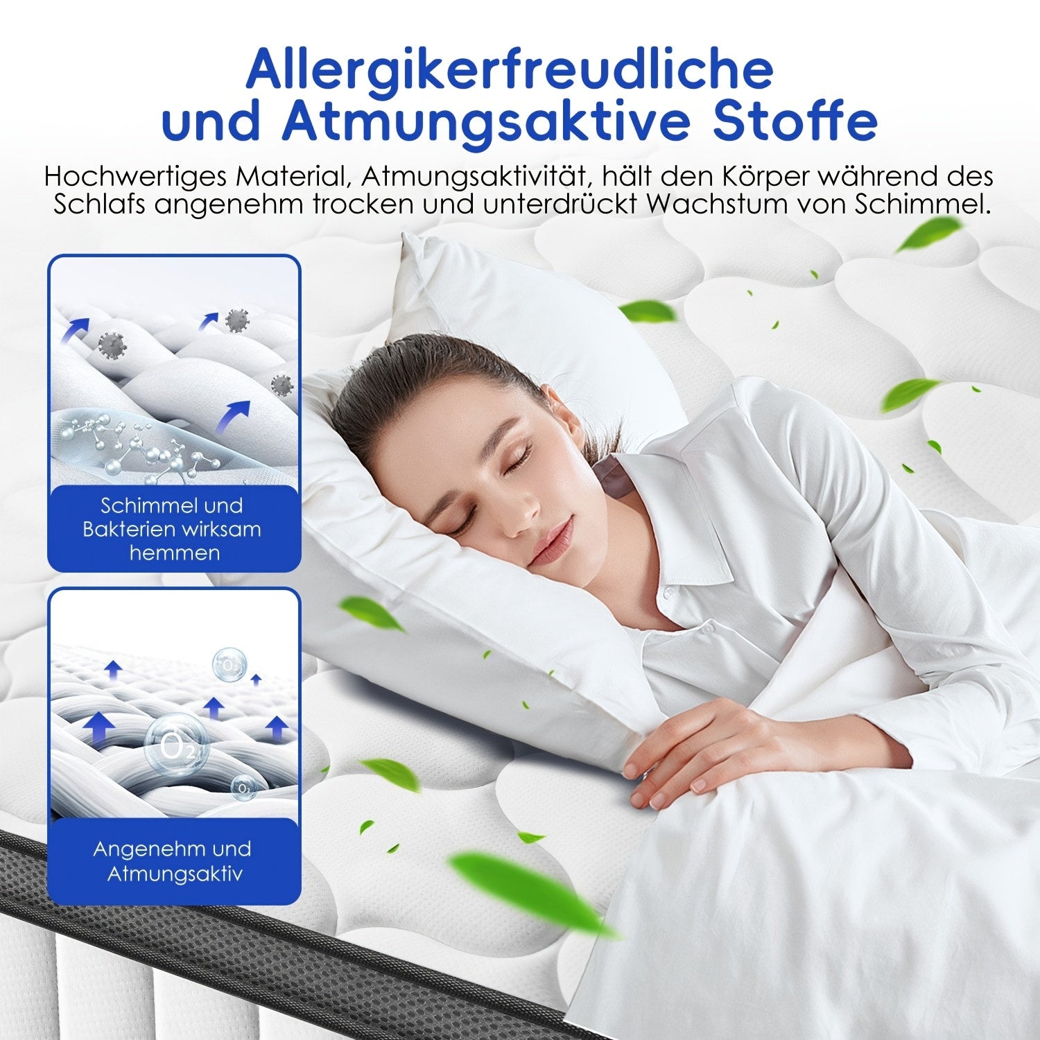 Gronfont Matratze 90x200/140x200cm, Höhe 25cm/22cm, Orthopädische 7-Zonen-Federkernmatratze mit Premium-Taschenfederung, Matratze inkl. Spannbetttuch, Härtegrad H3, Erwachsenenmatratze