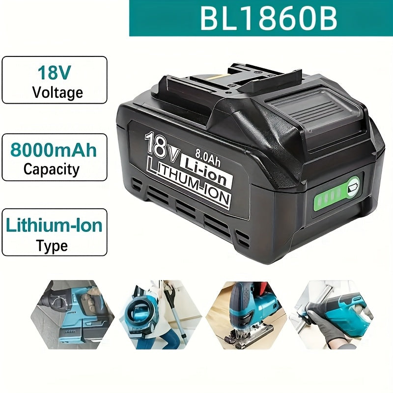Ersetzbatterie 2X 18V 8000mAh für Makita BL1860B BL1850B BL1840 BL1830 BL1860B BL1815 BL1835 BL1860B BL1845 BL1850 194205-3 LXT-400 mit LED-Werkzeugbatterie