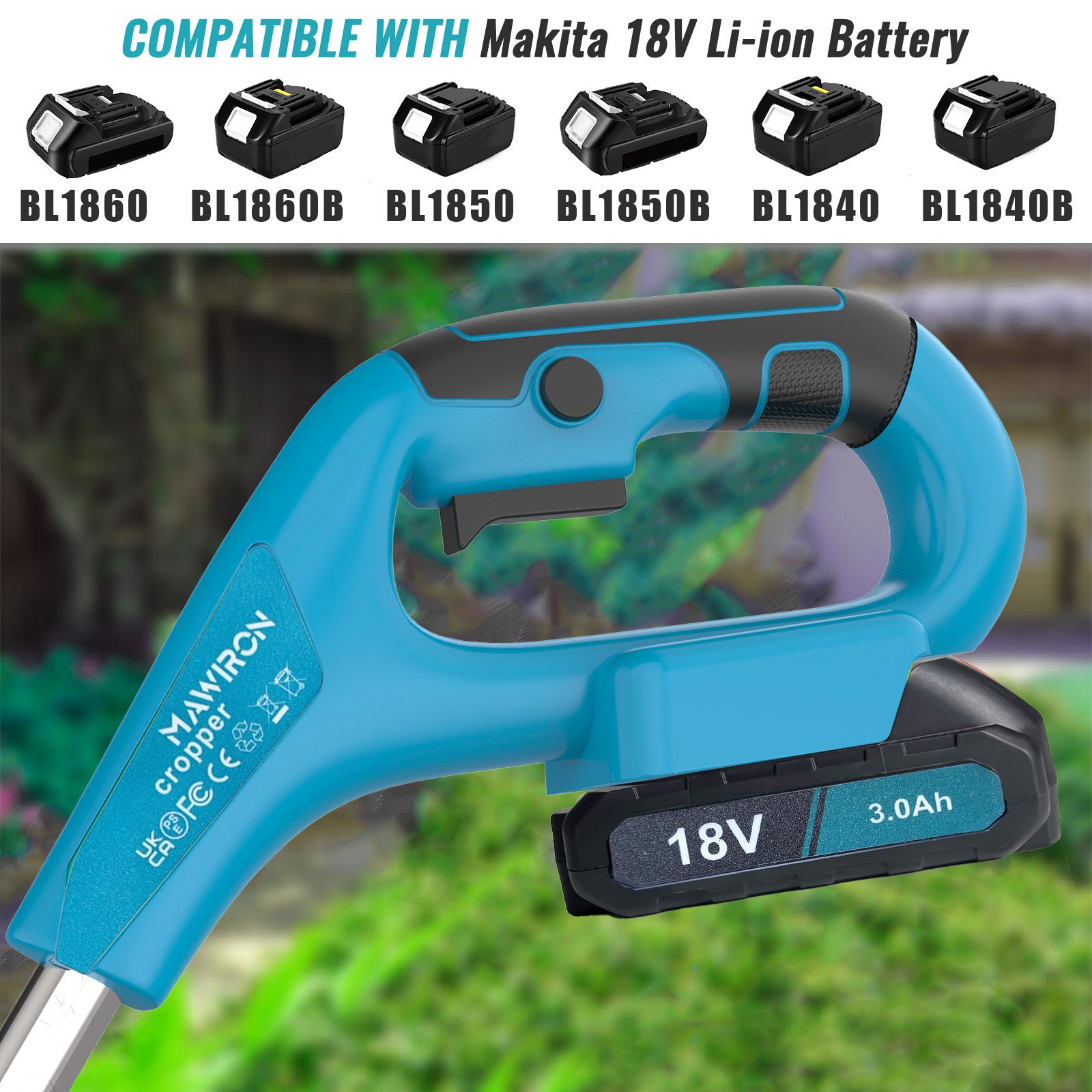 Kabelloser Strimmer mit 2 Akkus, Rasenmäher für den Garten, elektrischer Rasenmäher mit Metallklingen, 90° Kopfrotation, Bürstenrasenmäher zum Reinigen von Unkraut und Rasen