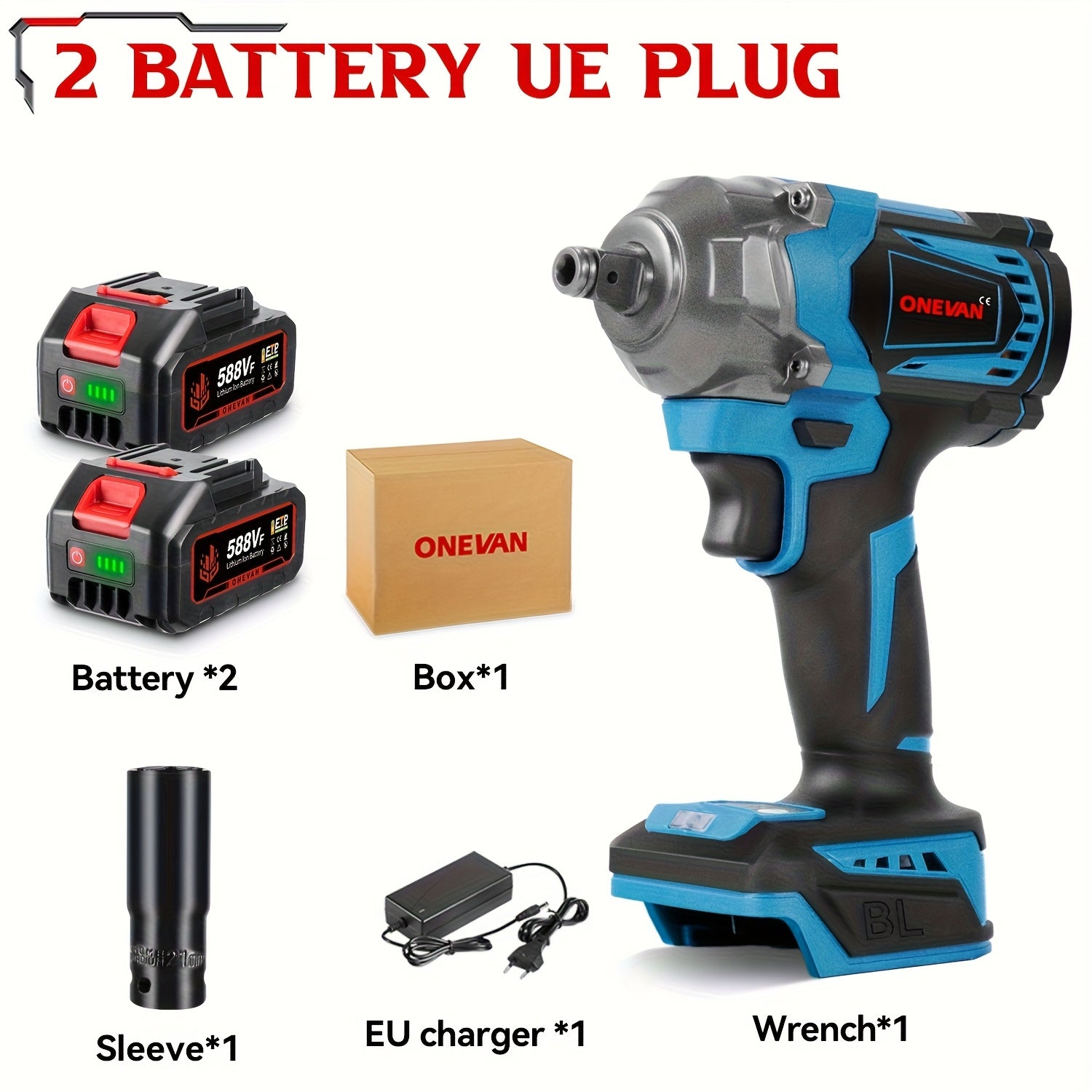 700N.m Brushless Electric Wrench, 1/2 Inch Screwdriverless Electric Drill Set, 4 Adjustable Gears For Car Repair, Furniture And Scaffolding Installation, Compatible With ONEVAN Batteries, Power Tool Gift For Husband