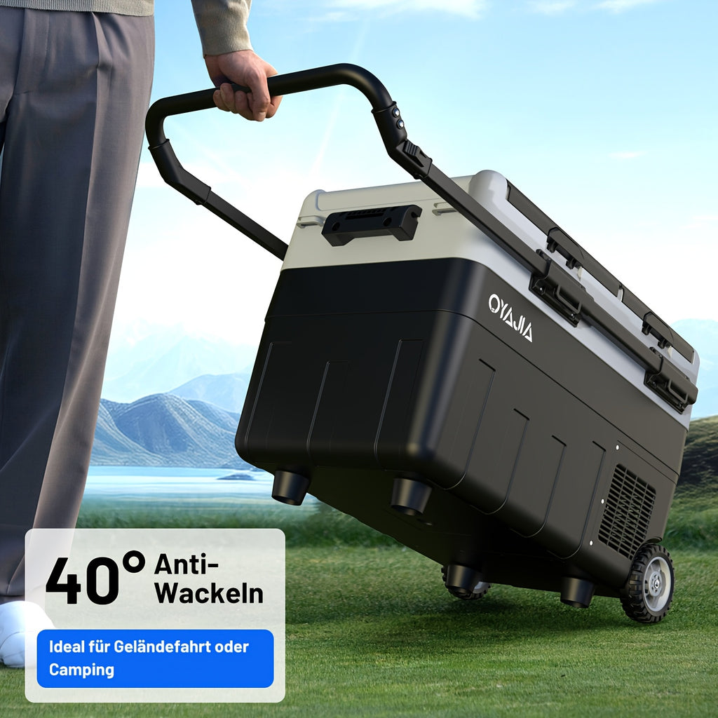 Heavy-Duty 12V/24V DC Car Refrigerator Freezer - Dual-Zone Compressor Cooling, -4°F to 68°F Temperature Range, Portable Compact Fridge with Wheels & Handle, 32L/40L/45L/55L Capacity for RV, Truck, Camping, Overlanding - 12V/24V DC or AC Power Compatible,