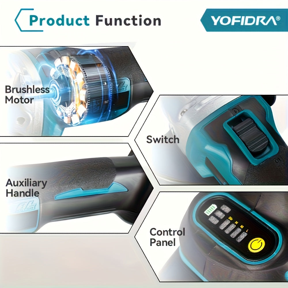 2000w Brushless Electric Angle Grinder Polisher 125mm, Power Tool for Makita 18V Battery (battery Not Included)