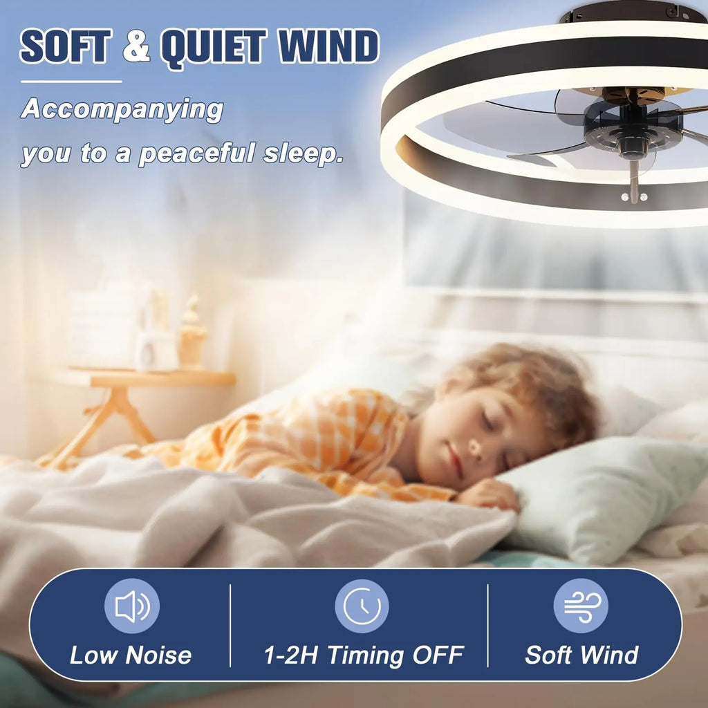 LED Deckenventilator mit Licht, Lampe und Fernbedienung & App, Modernes Wohnzimmer- und Schlafzimmerlicht, Vielseitige Beleuchtung, Langlebiger Aufbau
