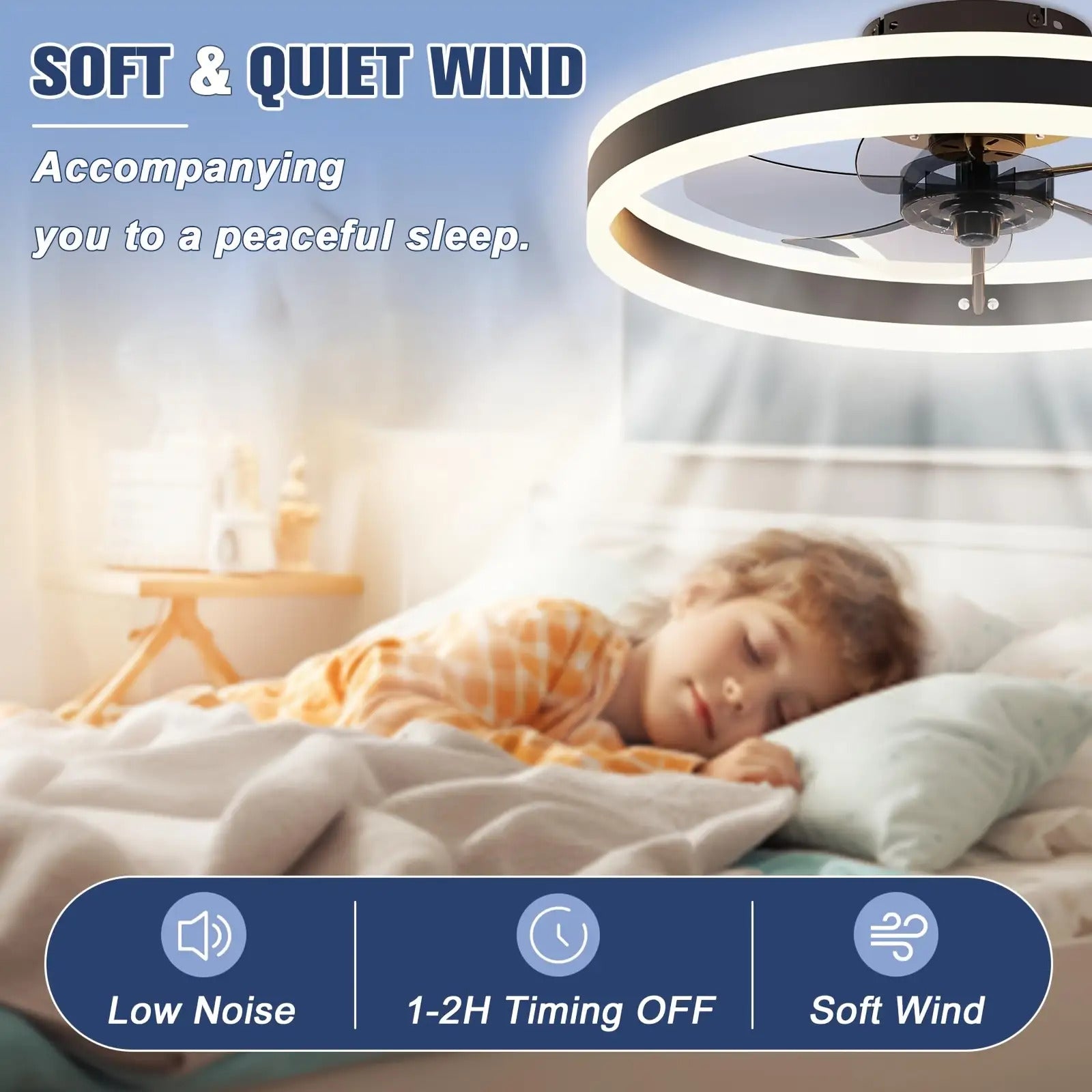 LED Deckenventilator mit Licht, Lampe und Fernbedienung & App, Modernes Wohnzimmer- und Schlafzimmerlicht, Vielseitige Beleuchtung, Langlebiger Aufbau