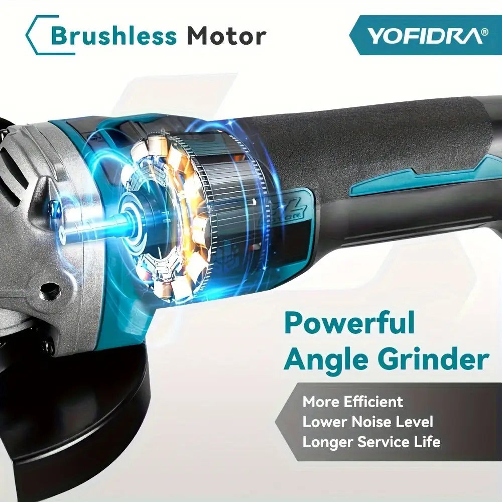2000W Bürstenloser Winkelschleifer Polierer 125mm, Elektrowerkzeug für Makita 18V Akku (Akku nicht im Lieferumfang enthalten)