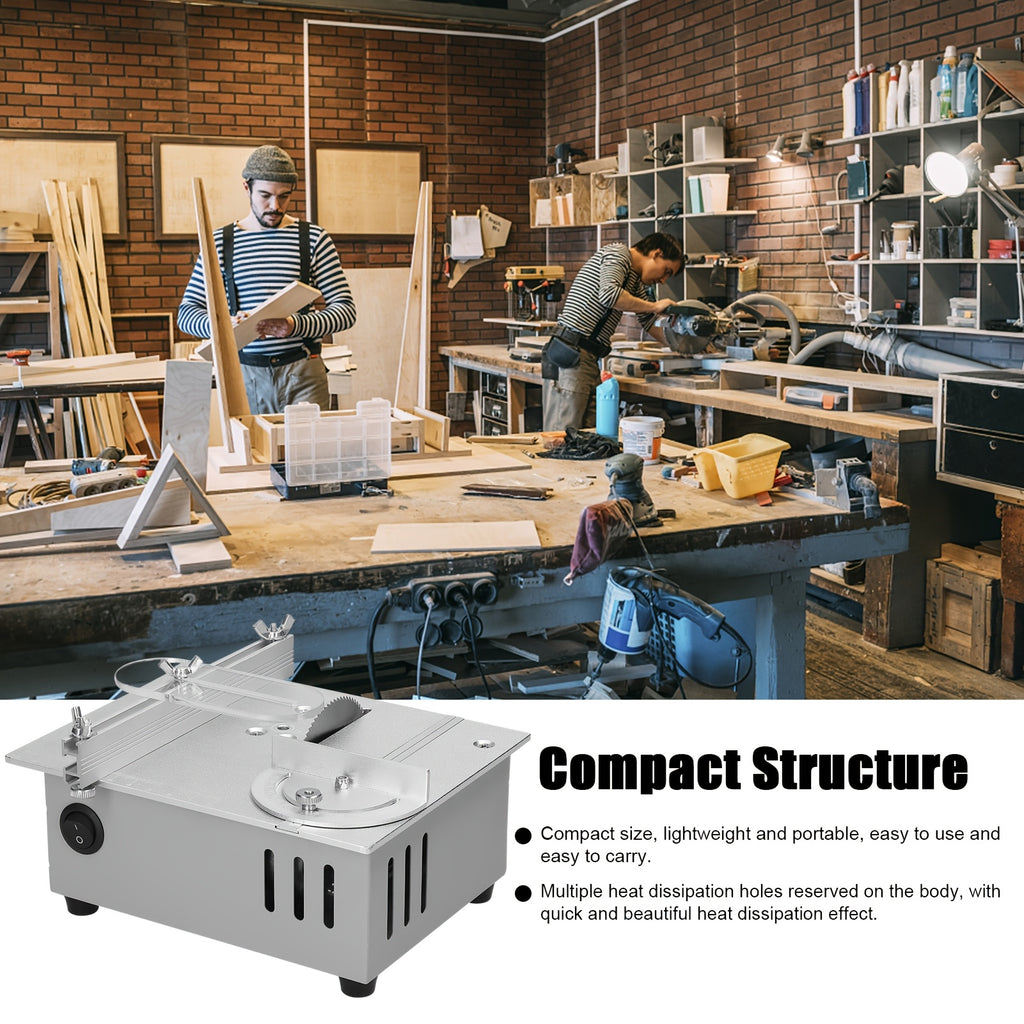 TOMSHOO Tragbarer Tischkreissäge 96W Kompakte Tischkreissäge 9000RPM Tischkreissäge Multifunktionale Tischkreissäge Elektrische Desktop-Sägen Kleine Haushalts-DIY-Sägenblatt Höhenverstellbarer Schneidwerkzeug Holzbearbeitungsmaschine
