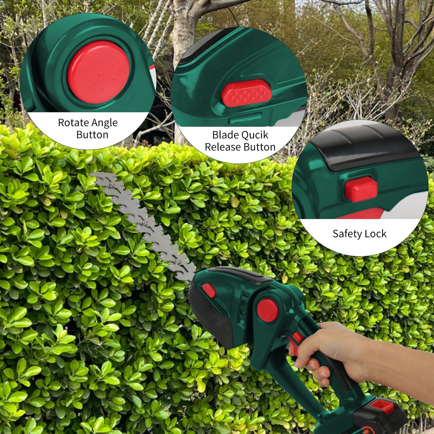 1 Set 24V Elektrischer Heckenmesser mit Akku, Haushalts 2-in-1 Gras- und Strauchschneider, 90° verstellbar, kabelloser wiederaufladbarer Strauchschneider, Unkraut- und Gartenschnitt für Rasen und Garten