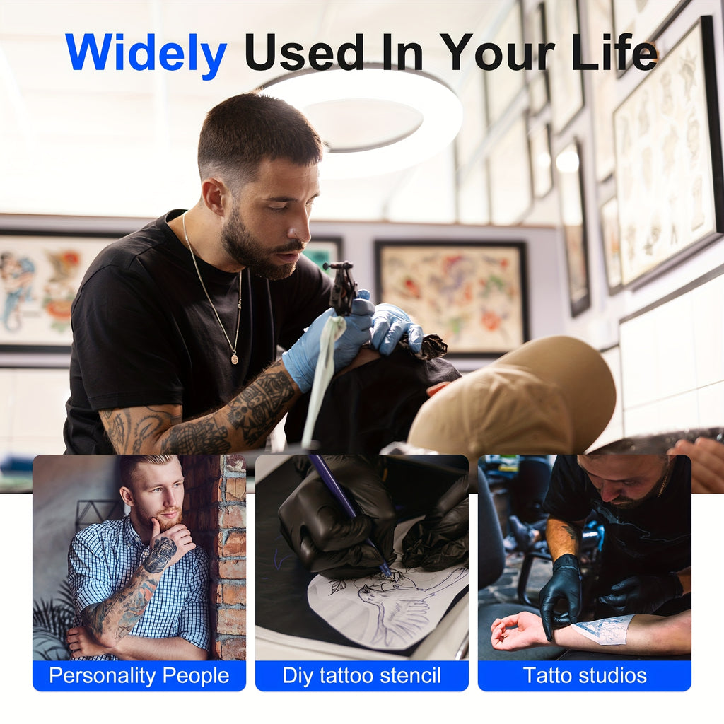 Tragbarer Tintenloser Drucker, Reise-Drahtloser Drucker, Thermischer Tattoo-Druckmaschine, Unterstützt A4 und US-Letter-Thermopapier, Kompatibel mit Smartphones und Laptops, Ideal für Business, Reisen, Büro & Zuhause