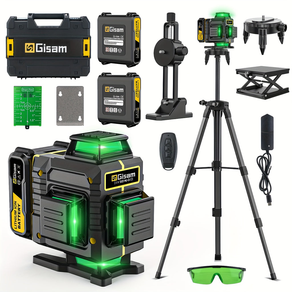 4D Laser Level 16 Line Cross Laser 360 Self Leveling Platform Magnetic bracket 2 Battery Carrying Box Set