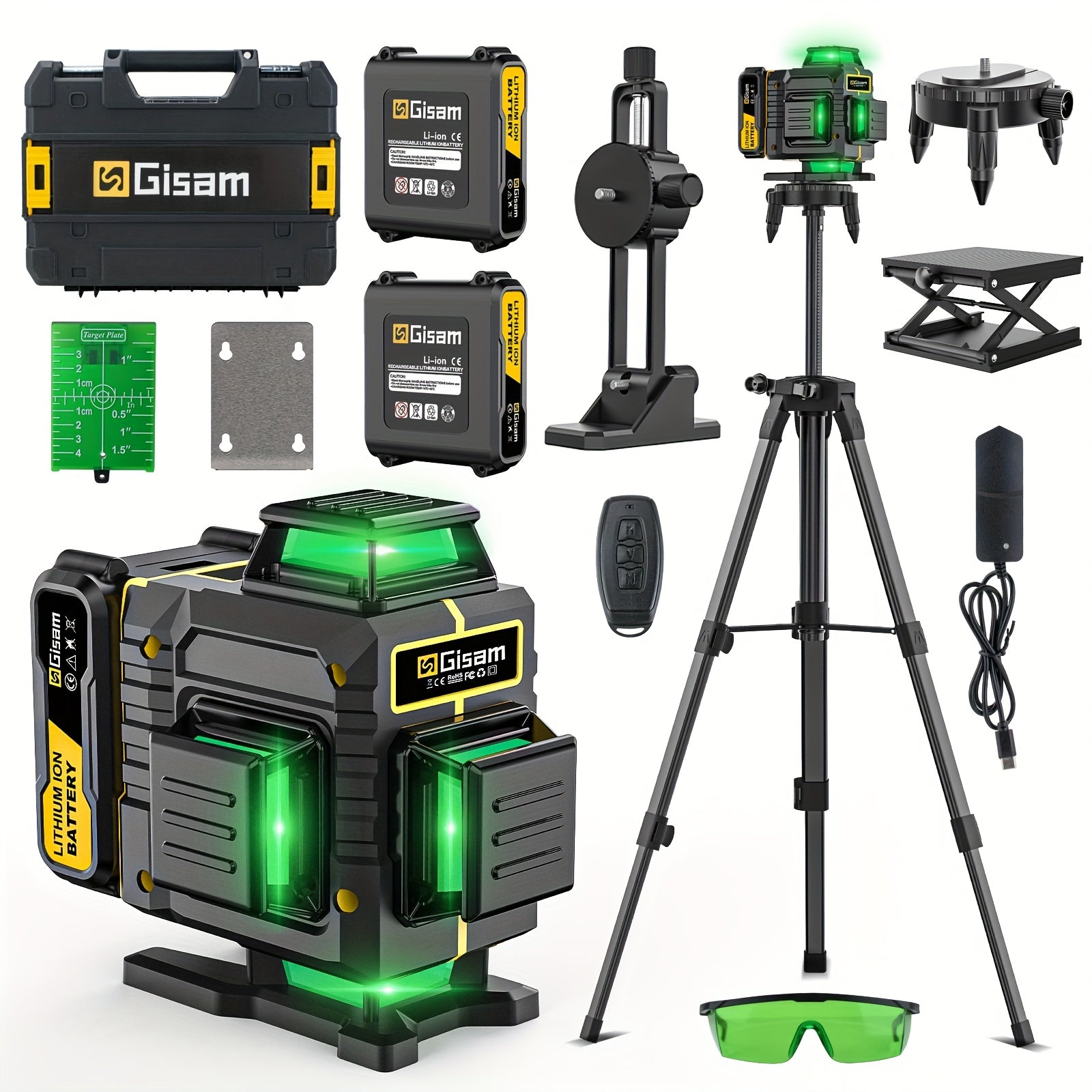 4D Laser Level 16 Line Cross Laser 360 Self Leveling Platform Magnetic bracket 2 Battery Carrying Box Set