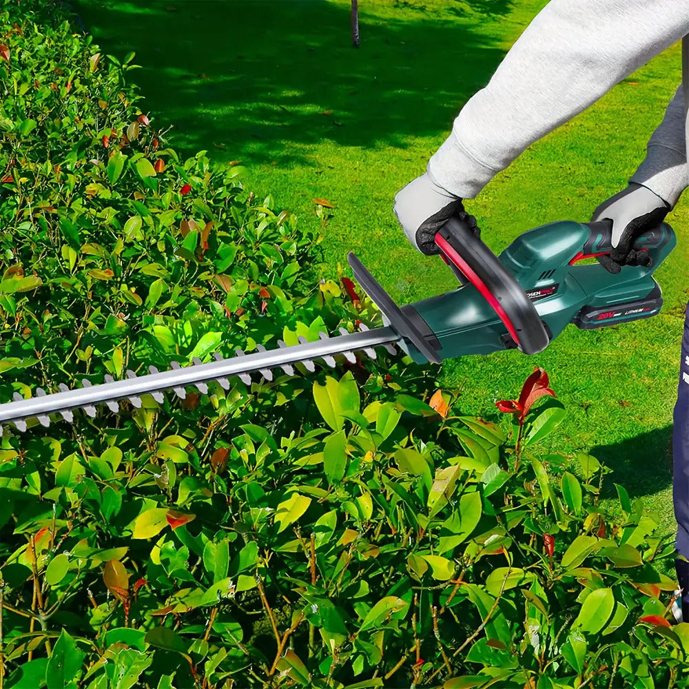 POSENPRO 20V Akku-Gehölztrimmer mit 52 cm Klingenlänge & 15 mm Zahnabstand - 2,0 Ah Lithium-Ionen-Akku, 1H Schnellladegerät, ergonomischer Griff für hohe Hecken und Sträucher – EU-Stecker Gartengeräte, effizientes Design, langlebige Konstruktion