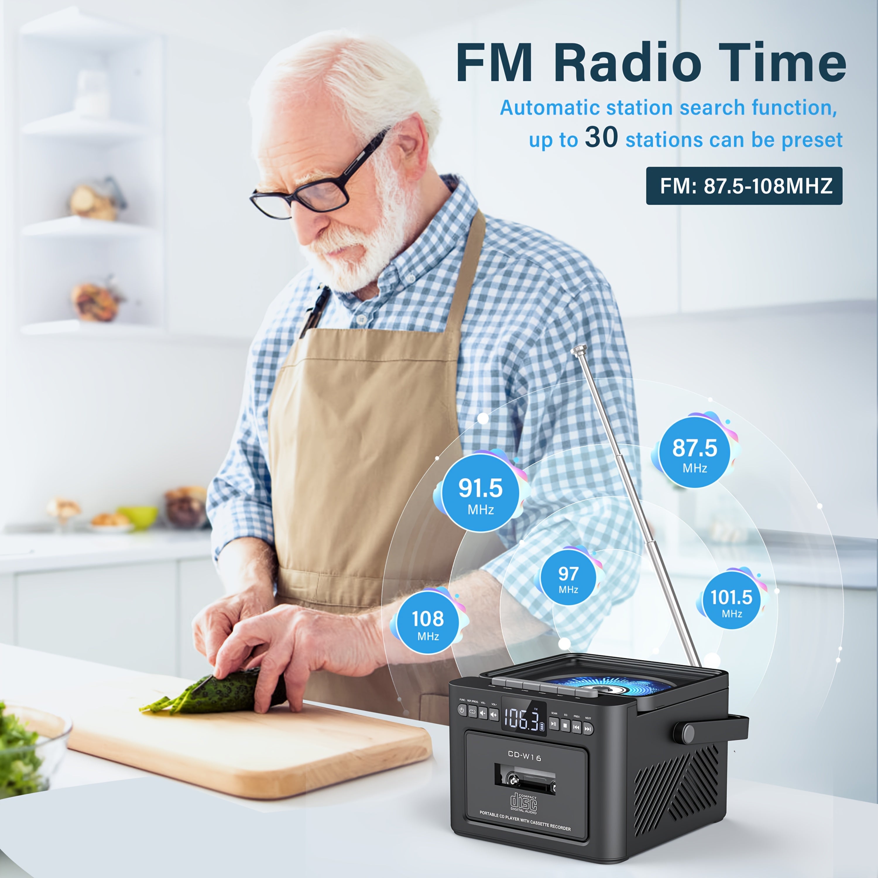 CD Cassette Player Boombox with 5000mAh