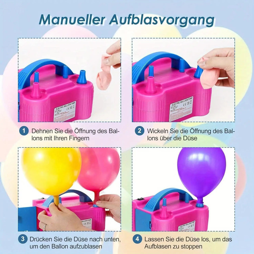 Luftballonpumpe Elektro 600W Tragbare Doppeldüsen-Ballonpumpe für Ballone