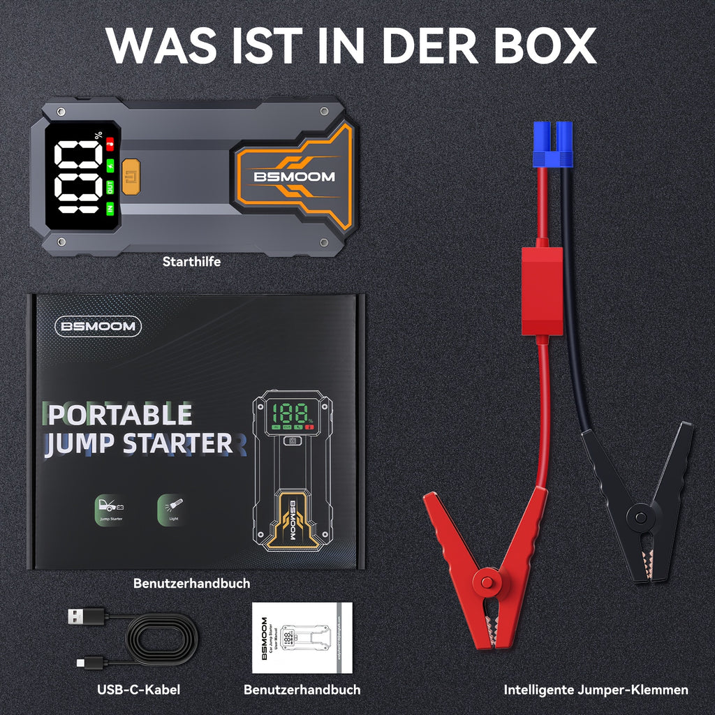 7000A Auto Starthilfe mit LED-Taschenlampe, großem LCD-Bildschirm, 12V Auto Notbatterie Booster Pack, Starthilfebox, tragbares Ladegerät, Powerbank