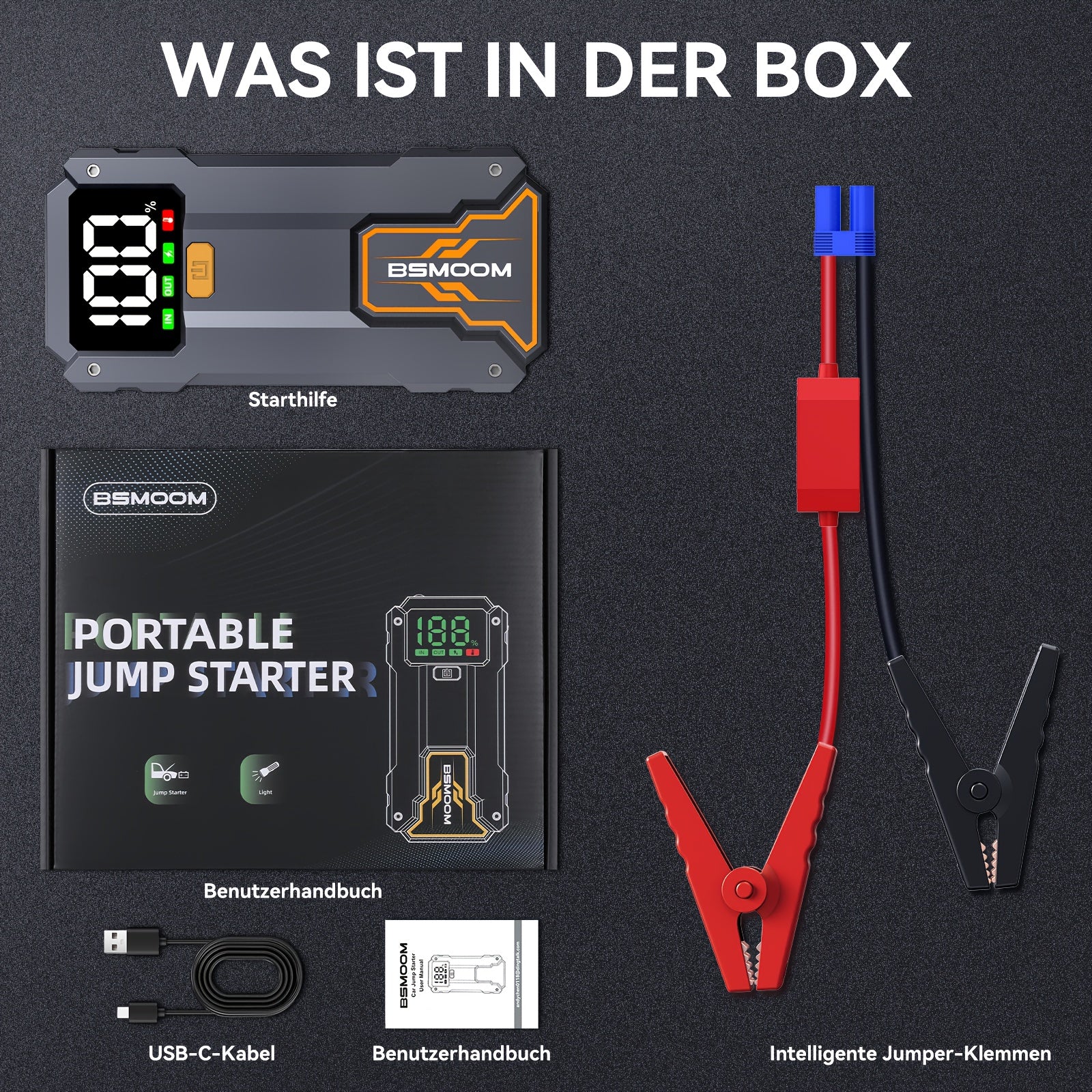 7000A Auto Starthilfe mit LED-Taschenlampe, großem LCD-Bildschirm, 12V Auto Notbatterie Booster Pack, Starthilfebox, tragbares Ladegerät, Powerbank