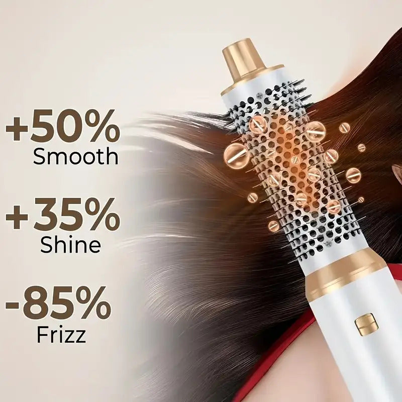 5-in-1 Heißer Haarbürste Multifunktionaler Haarstyler, Glätteisen Lockenstab Elektrischer Lockenwickler Bürste, EU Stecker, Haarstyling-Werkzeuge, Elegantes Styling-Tool, Metallisches Finish, Vielseitiges Styling-Tool, Modernes Styling-Tool, Langlebige Ko