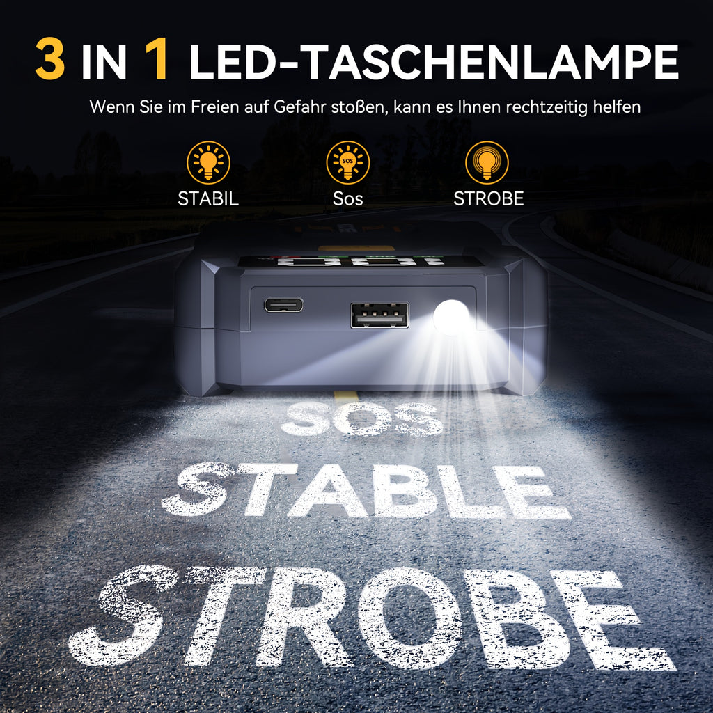 7000A Auto Starthilfe mit LED-Taschenlampe, großem LCD-Bildschirm, 12V Auto Notbatterie Booster Pack, Starthilfebox, tragbares Ladegerät, Powerbank