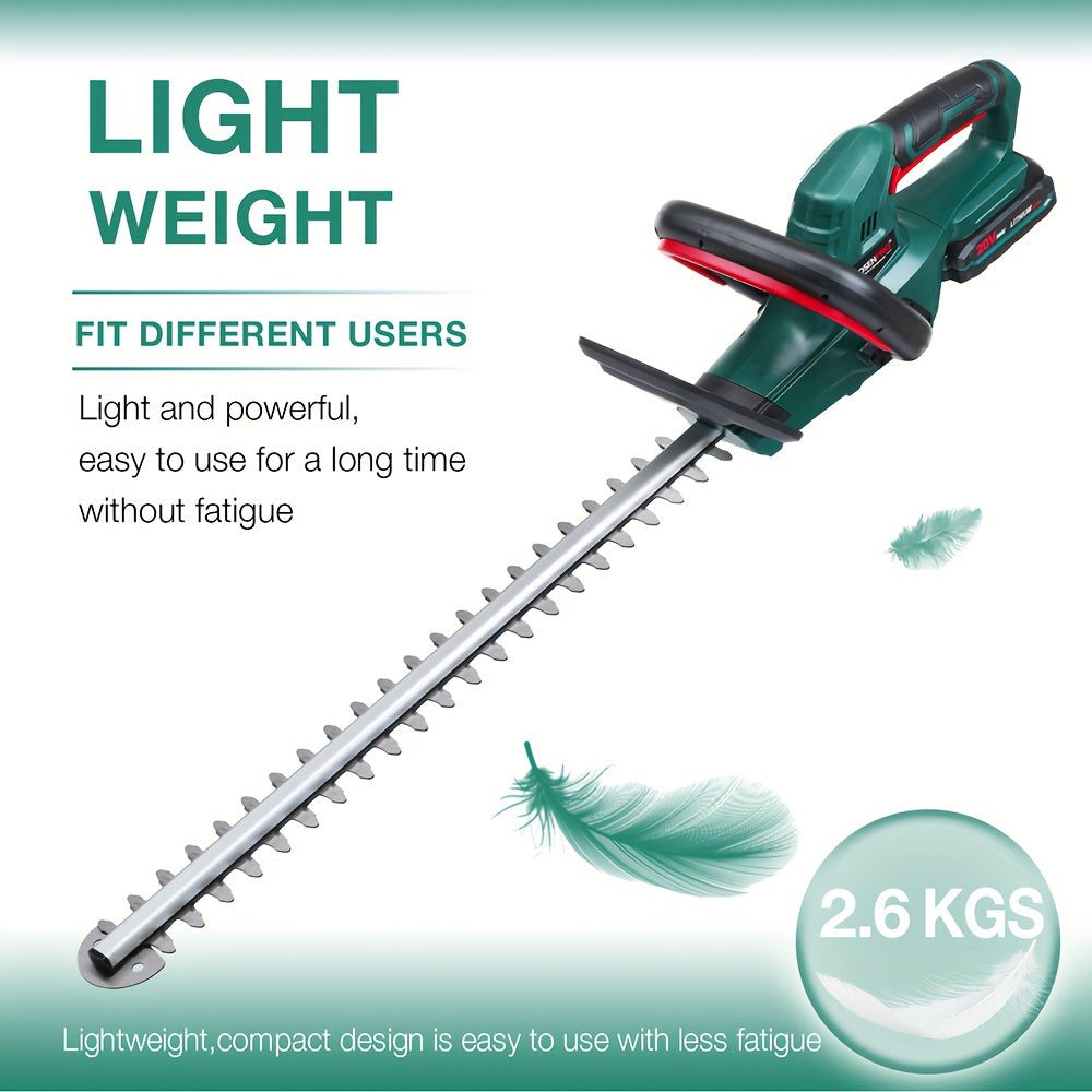 POSENPRO 20V Cordless Hedge Trimmer with 52cm Blade & 15mm Tooth Spacing - 2.0Ah Lithium-Ion Battery, 1H Fast Charger, Ergonomic Handle for Tall Hedges & Shrubs - EU Plug Outdoor Garden Tools, Efficient Design, Durable Construction