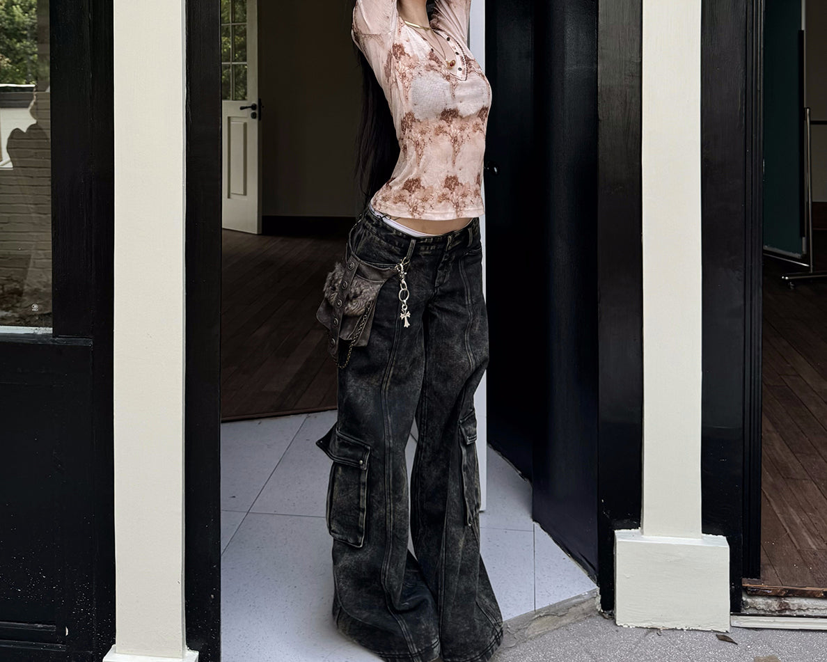 [Fury Road] Low-rise velvet wide-leg tooling jeans
