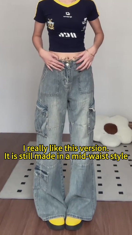 Wide leg mop jeans